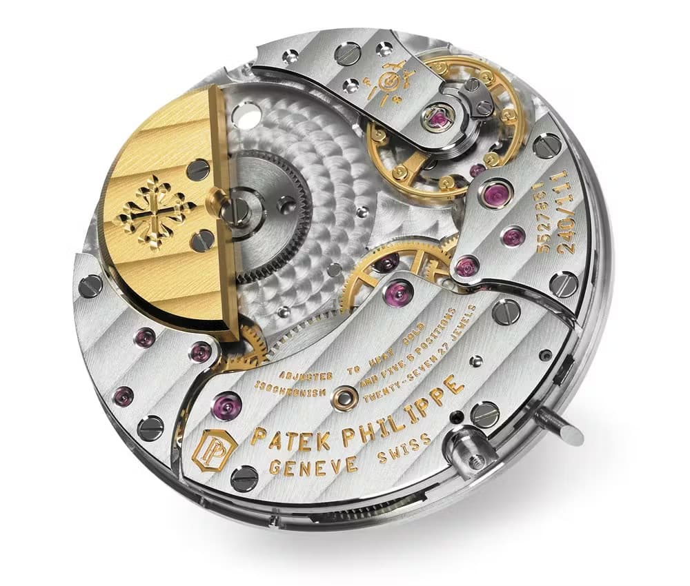 There are lots of different finishes on this Patek Philippe movement