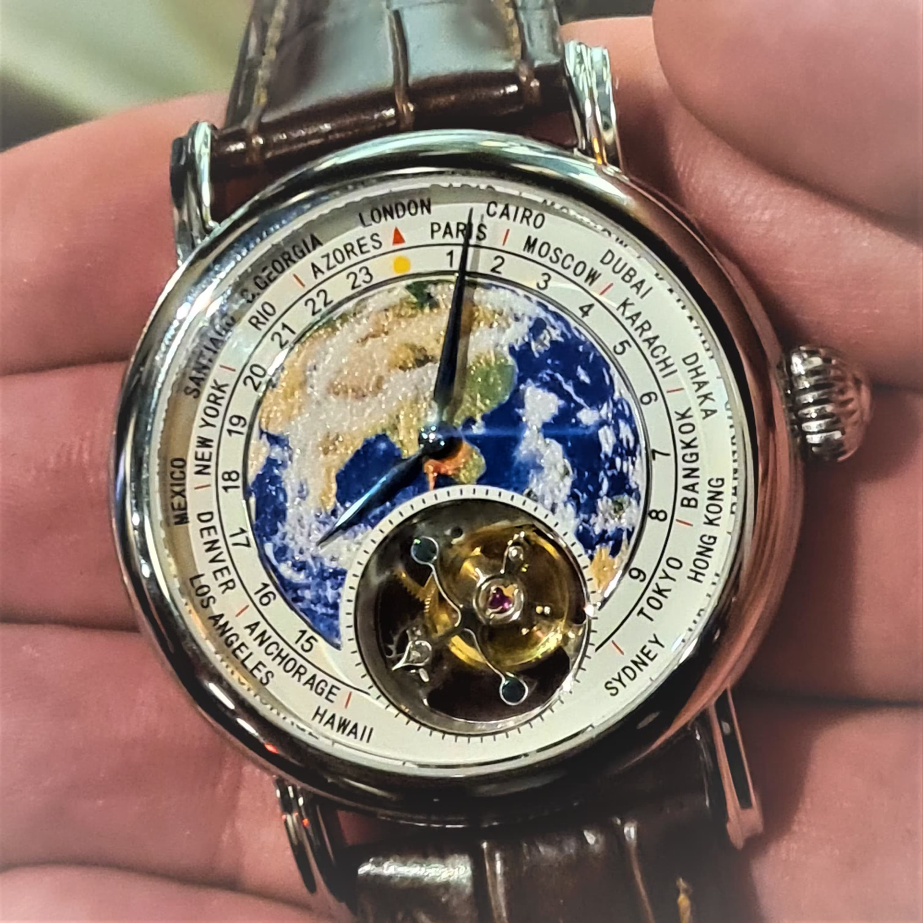 Seagull Tourbillon Worldtimer with Enamel Dial centred on China