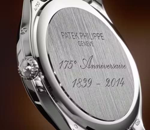 The caseback of the Worldtimer celebrates the 175th anniversary of the company Patek Philippe. Image courtesy of patek.com