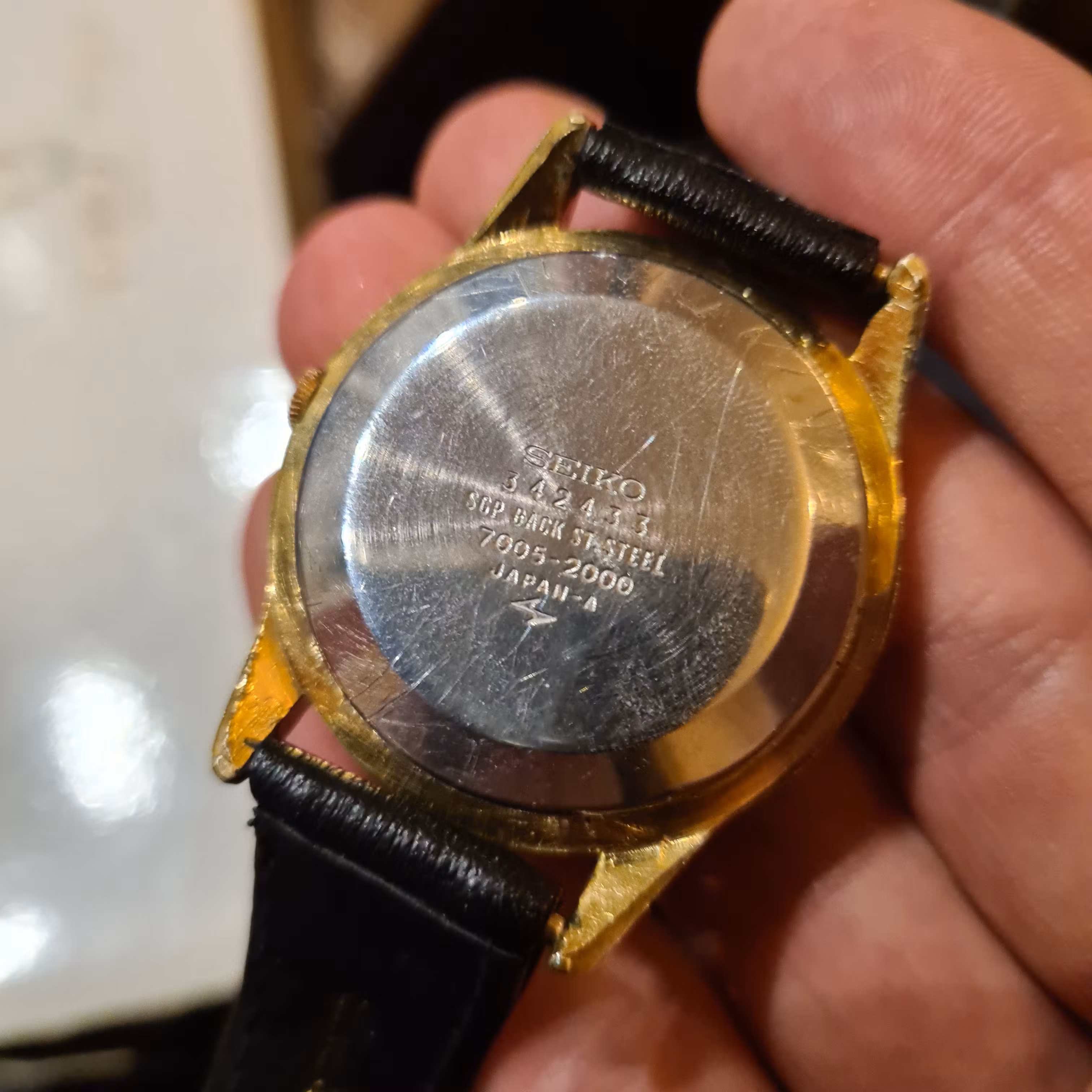 Caseback of the Vintage Seiko showing the Manufacturer's Details